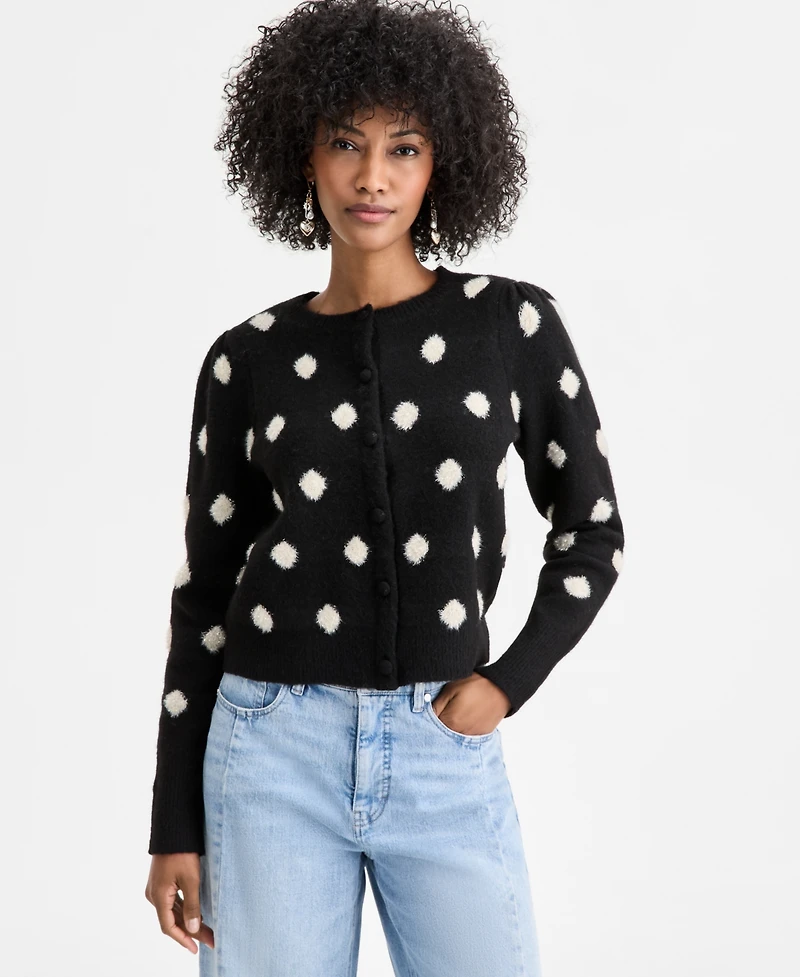 On 34th Women's Long-Sleeve Eyelash Dot Cardigan Sweater, Macy's Exclusive