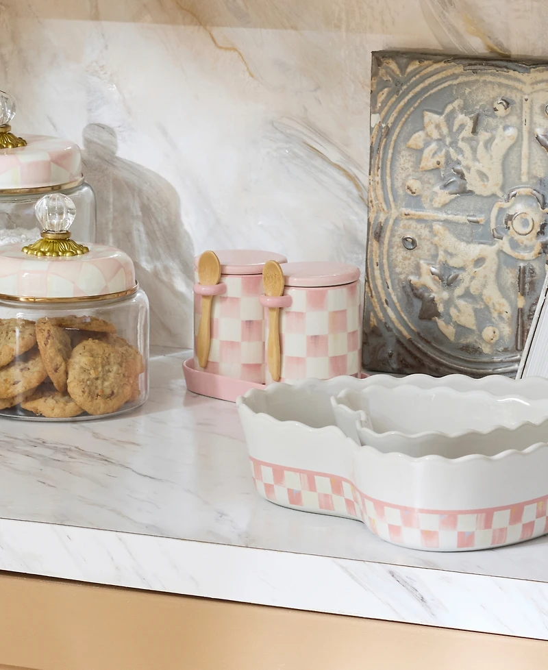 MacKenzie-Childs Rosy Check Farmhouse Canisters, Set of 2