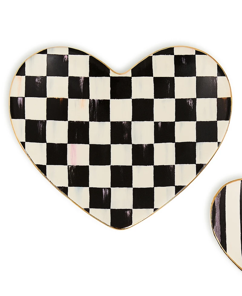 MacKenzie-Childs Courtly Heart Trinket Dishes, Set of 2