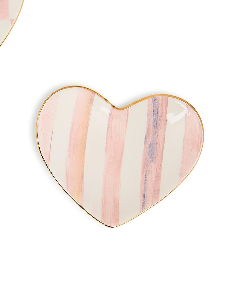 MacKenzie-Childs Rosy Heart Trinket Dishes, Set of 2