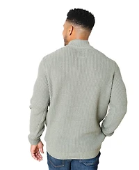 Hope & Henry Men's Organic Mock Neck Cardigan Stitch Sweater