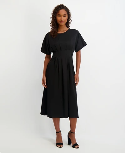 kensie Women's Dolman-Sleeve Cinched-Waist Midi Dress