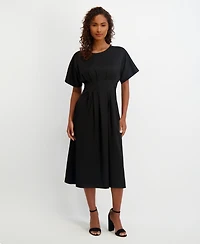 kensie Women's Dolman-Sleeve Cinched-Waist Midi Dress