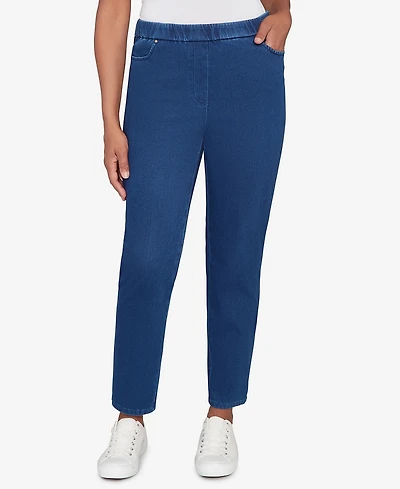 Alfred Dunner Petite Sunset Canyon Denim Knit Short Length Split Hem Jeans