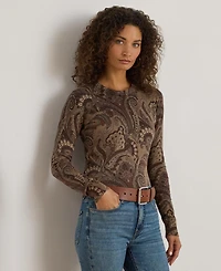 Lauren Ralph Women's Paisley Print Crewneck Sweater