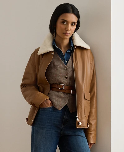 Lauren Ralph Women's Faux Shearling Trim Jacket