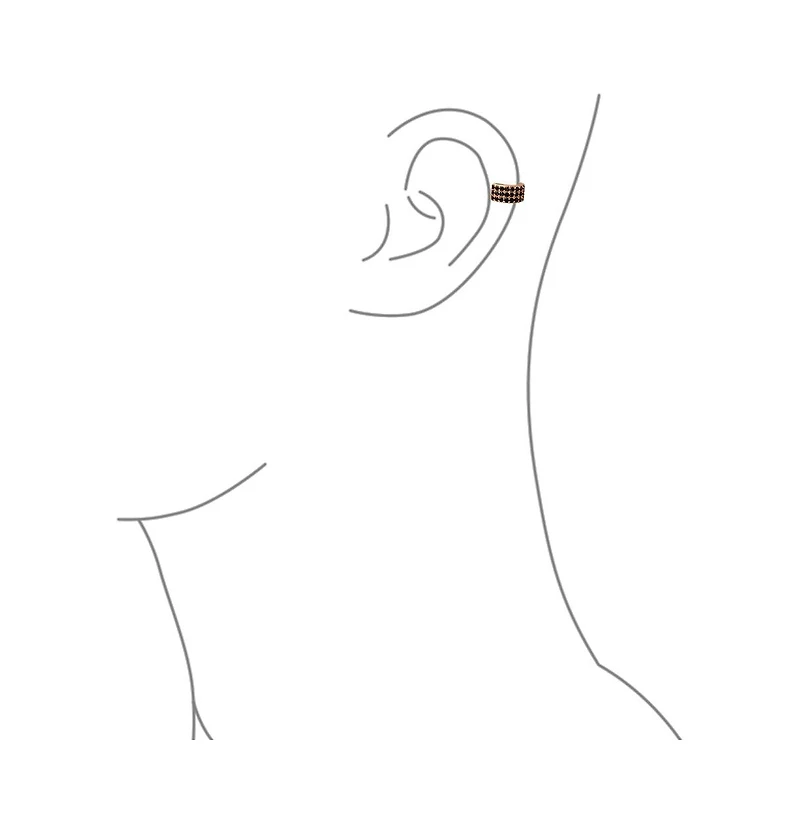 Bling Jewelry Two Tone Black Cubic Zirconia Pave Cz Triple 3 Band Cartilage Ear Cuffs Clip Wrap Earrings Rose Gold Plated .925 Sterling Silver