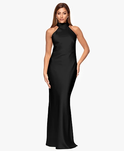 Xscape Women's Tie Neck Long Dress