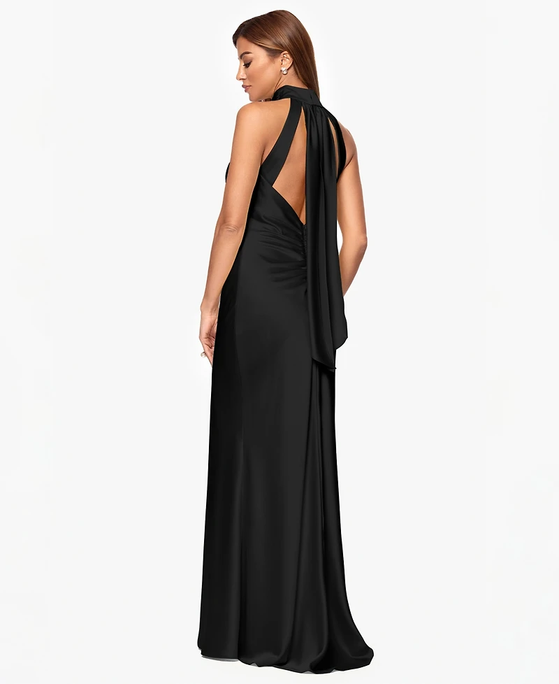 Xscape Women's Tie Neck Long Dress