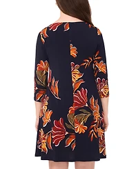 Msk Petite Round Neck 3-Ring Shift Dress