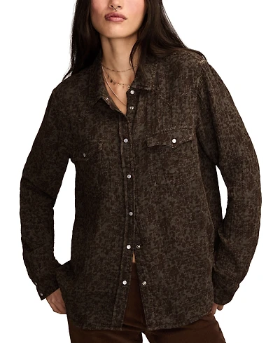 Lucky Brand Women's Printed Western Button Down Top