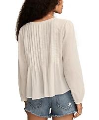 Lucky Brand Women's Long Sleeve Ruffle Flyaway Top