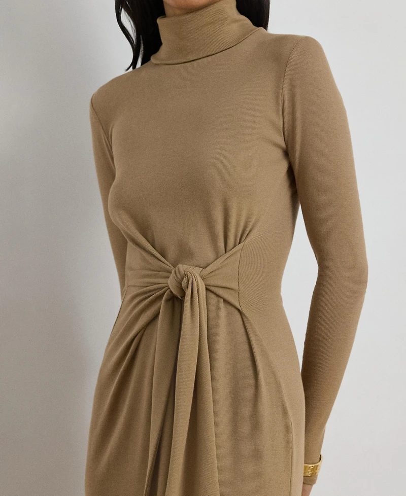 Lauren Ralph Women's Tie-Front Turtle Neck Dress