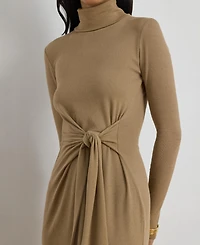 Lauren Ralph Women's Tie-Front Turtle Neck Dress