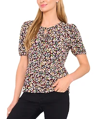 CeCe Women's Short Sleeve Tie Front Top