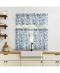 No. 918 Elodie Tonal Botanical Semi-Sheer Rod Pocket Kitchen Curtain Valance