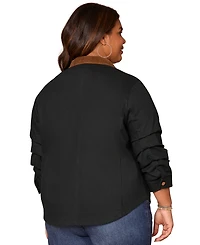 Democracy Plus 3/4-Ruched Sleeve Button Front Jacket