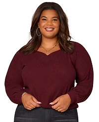 Democracy Plus Size Long Sleeve Cased Hem Knit Top