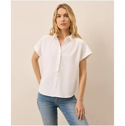 Pact Women's Organic Cotton All Day Poplin Shirred Shirt