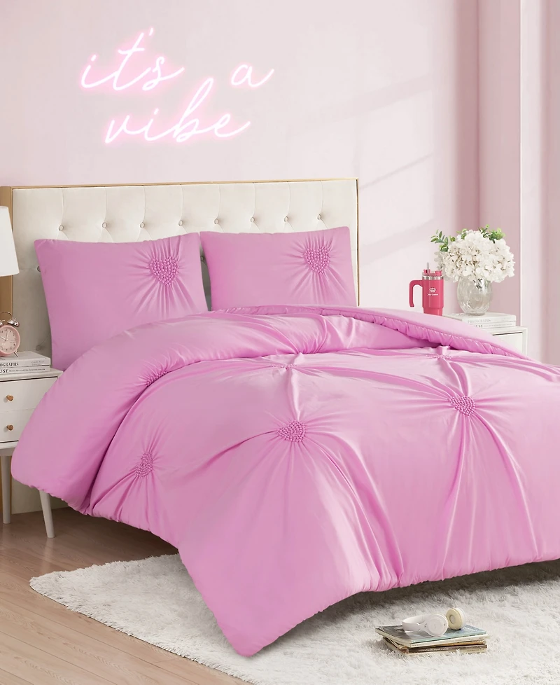 Juicy Couture Amora Gathered Heart 3-Pc. Comforter Set, Full/Queen