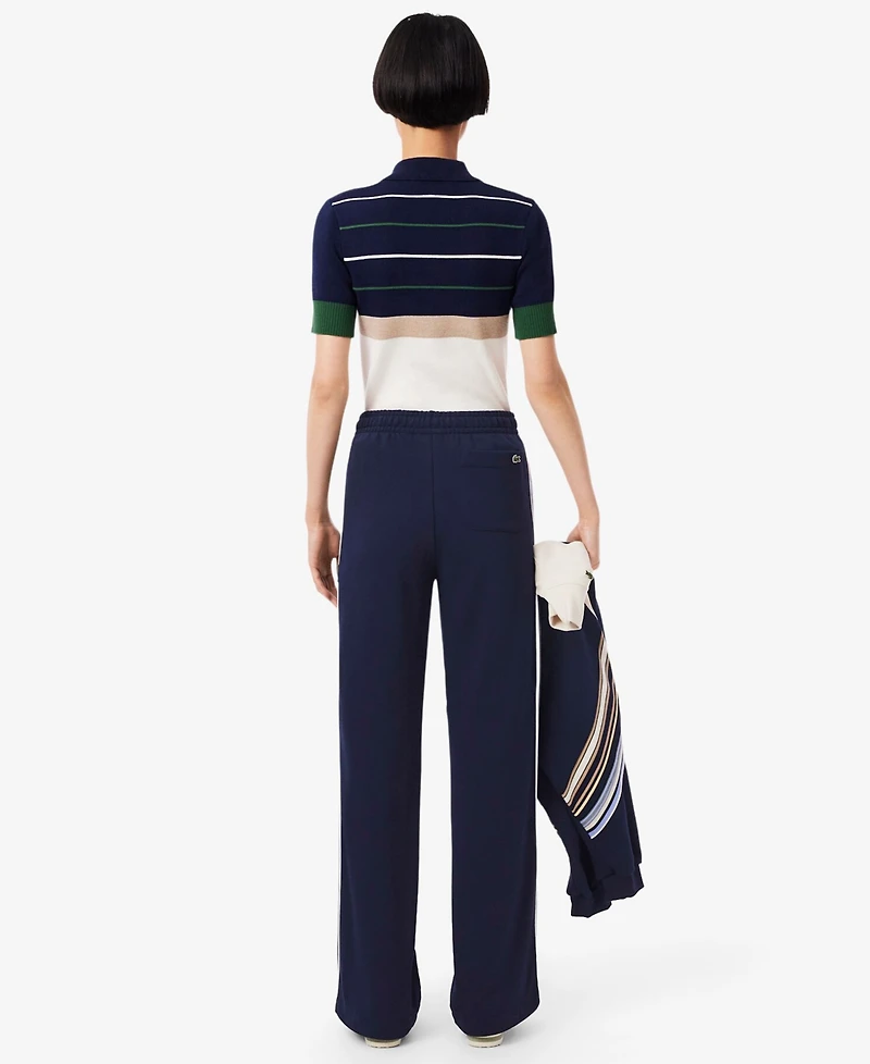 Lacoste Usa Women's Striped Wide Fit Sweatpants