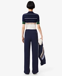 Lacoste Usa Women's Striped Wide Fit Sweatpants