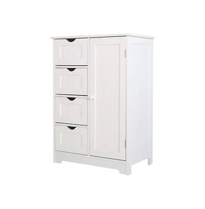 Slickblue Modern Farmhouse Bathroom Floor Cabinet with 2 Drawers and Shelf in Wood Finish