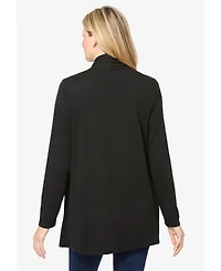 Woman Within Plus 2-Fer Cardigan & Attached Lace Tunic