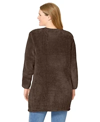Woman Within Women's Plus Crewneck Chenille Sweater