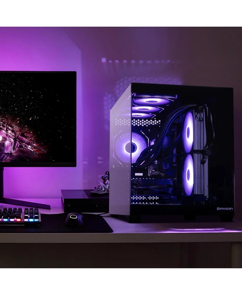 Ipason Prebuilt Gaming Pc - Radeon Rx 7650GRE 8G, Ryzen 5 9600X, 16GB DDR5, 1TB Ssd, Win 11 - Ready for 1080p Ultra Gaming (Liquid Cooled)