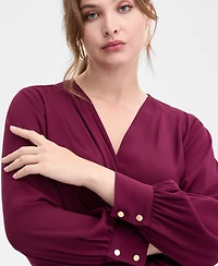 I.n.c. International Concepts Plus Asymmetrical Tie-Front Blouse, Macy's Exclusive
