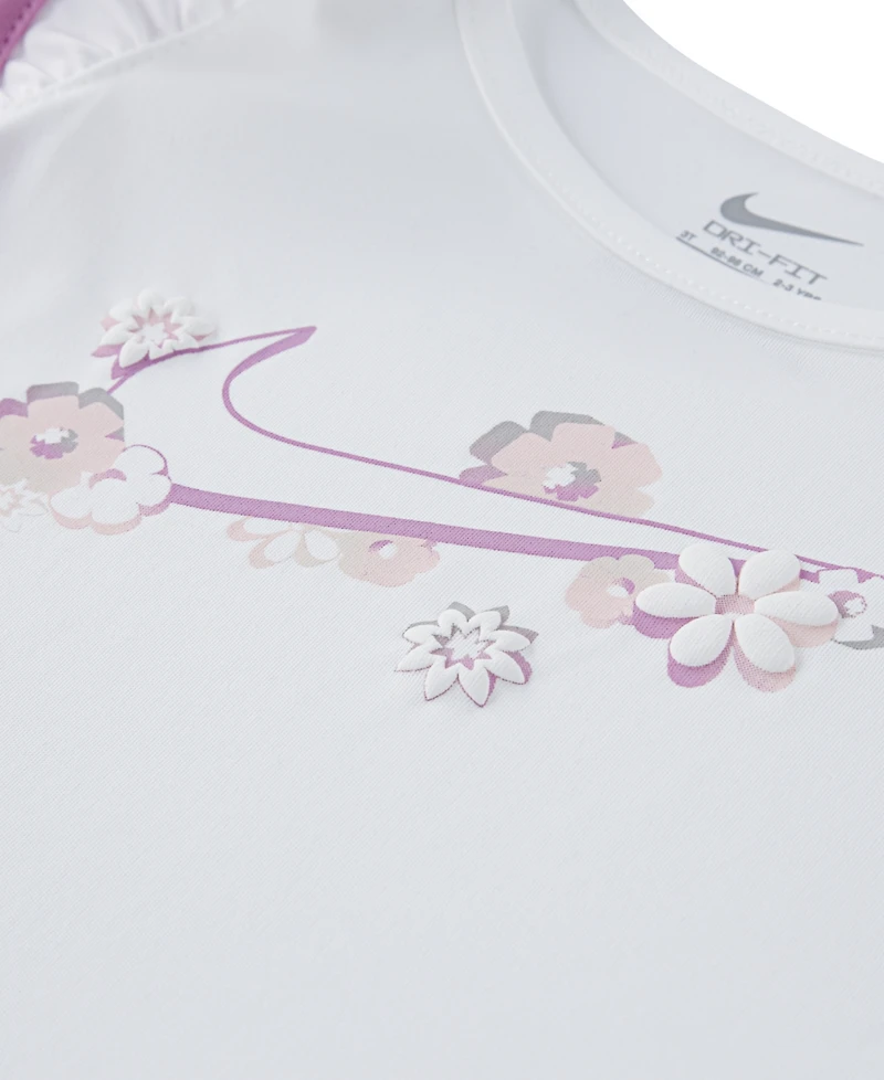 Nike Toddler & Little Girls 2-Piece Ruffled-Sleeve Logo Graphic T-Shirt and Shorts Set