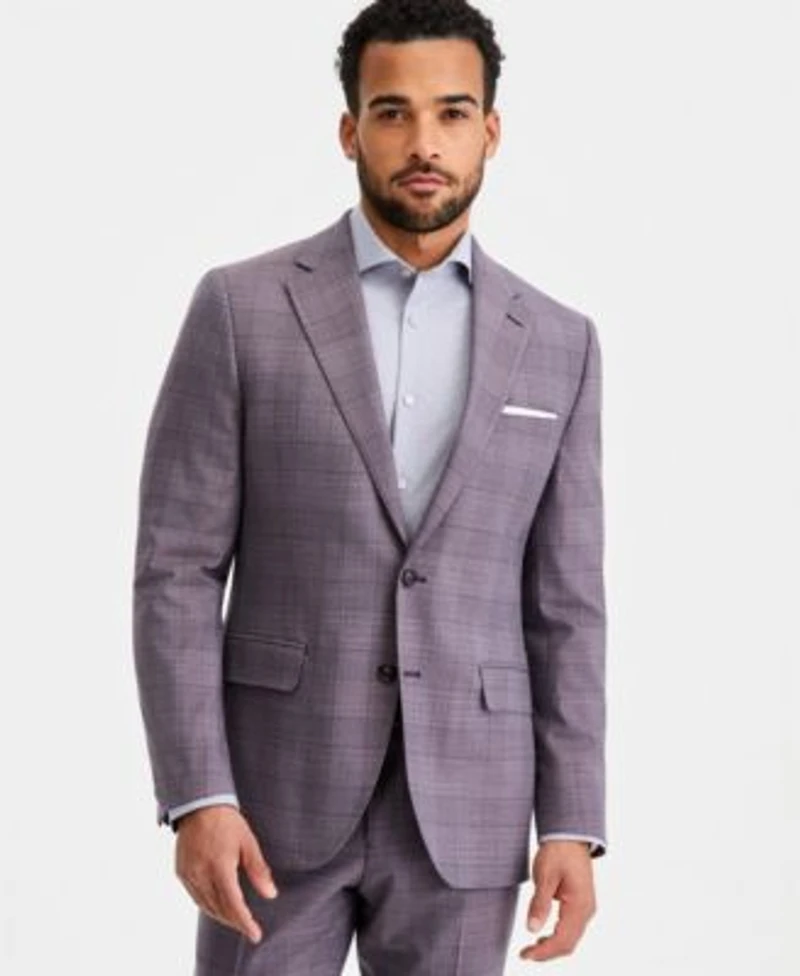 Ted By Ted Baker Mens Modern Fit Purple Plaid Suit Separates