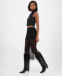 Bar Iii Women's Sheer Lace Midi Skirt, Macy's Exclusive