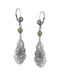 American West Jewelry Sterling Silver Serpentine Flower Gemstone Bead Lever Back Earrings