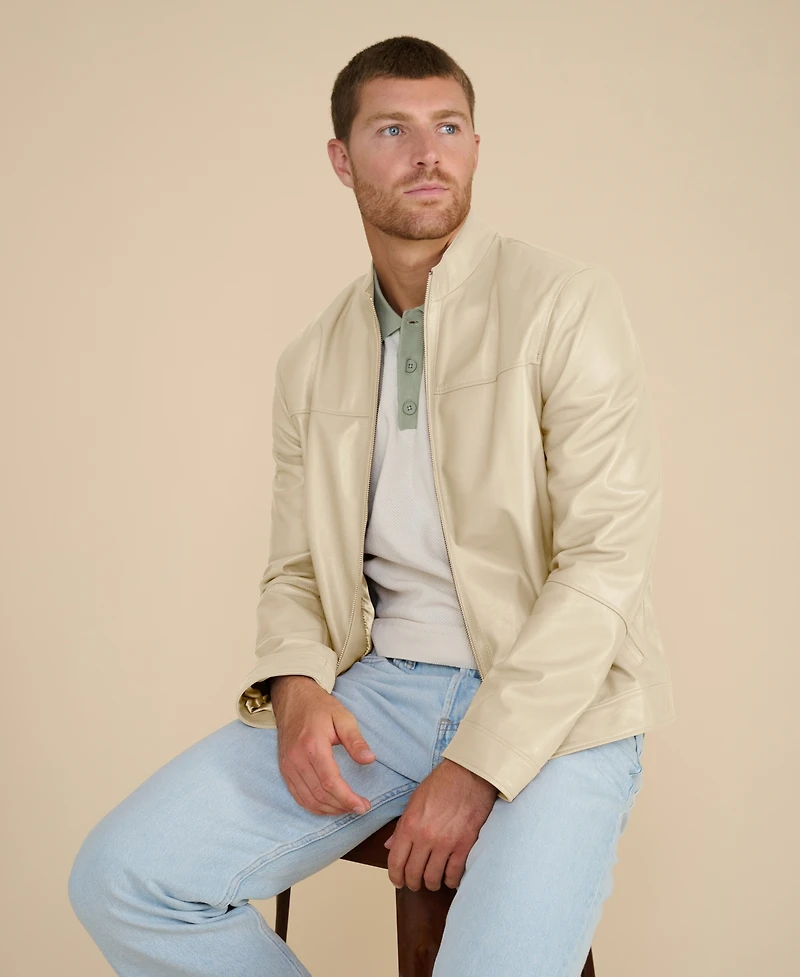 Furniq Uk Men's Leather Racer Jacket
