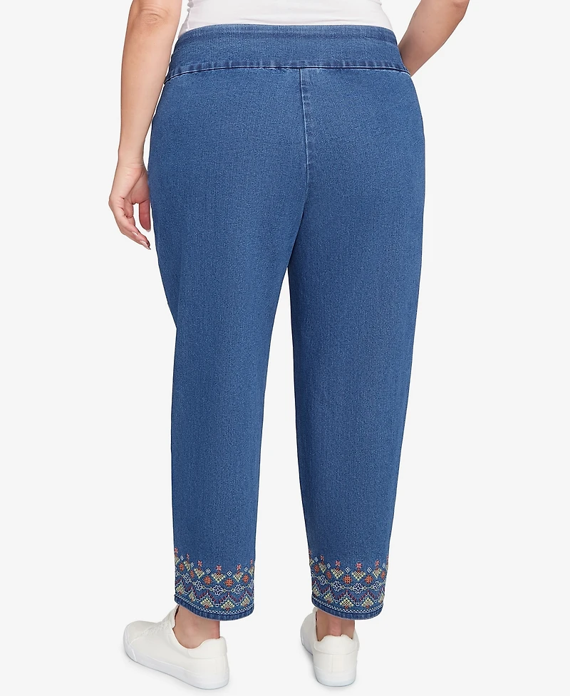 Alfred Dunner Plus Sunset Canyon Super Stretch Geometric Denim Ankle Pants