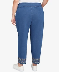 Alfred Dunner Plus Sunset Canyon Super Stretch Geometric Denim Ankle Pants
