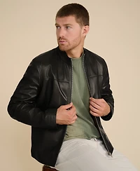 Furniq Uk Men's Leather Racer Jacket