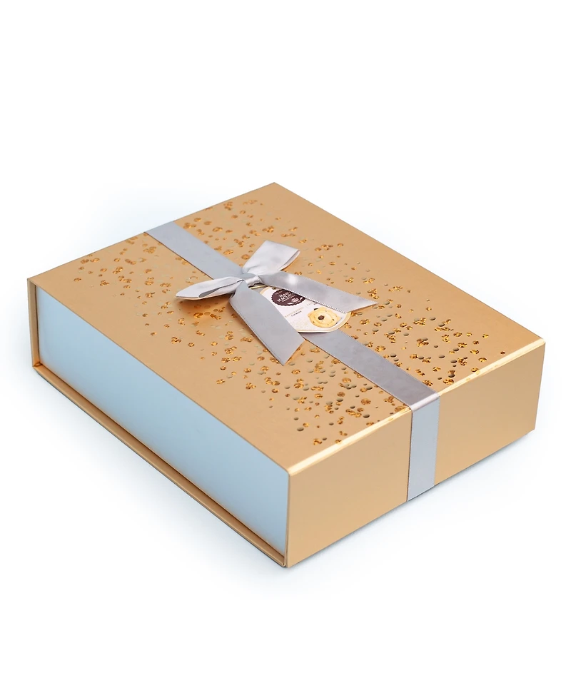 Mary Macleod's Shortbread Signature Gold Gift Box with Silver Ribbon Chocolate Crunch Shortbread, 18 Pieces