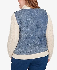 Alfred Dunner Plus Sunset Canyon Sweater Ribbed Quilted Jacket
