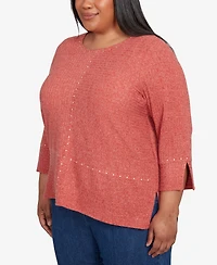 Alfred Dunner Plus Sunset Canyon Embellished Spliced Solid Top