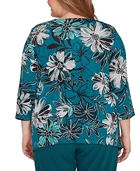 Alfred Dunner Plus Lake Champlain Floral Printed Beaded Neck Top