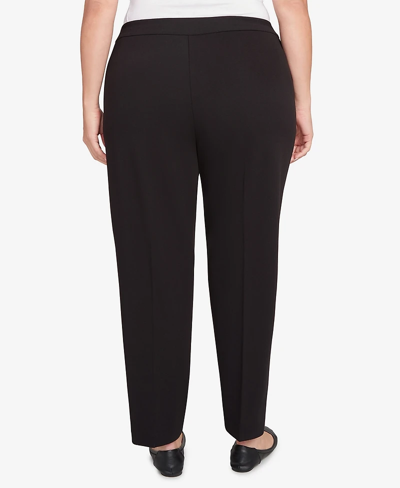 Alfred Dunner Plus Jet Setter Black Crepe Knit Short Length Pants