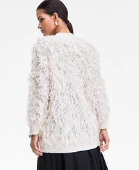 I.n.c. International Concepts Women's Fuzzy Oversized V-Neck Cardigan Sweater, Macy's Exclusive
