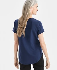 Style & Co Petite Menorah Printed Scoop Neck Top, Macy's Exclusive
