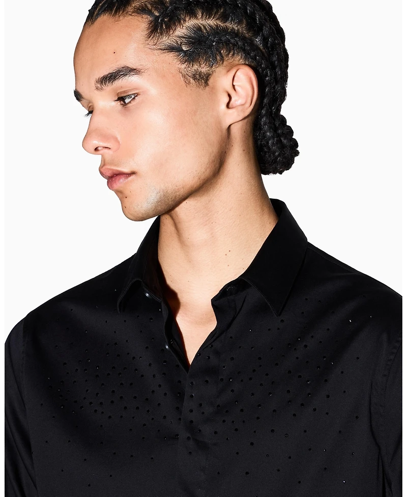 A|X Armani Exchange Men's Night Lab Embellished Woven Shirt