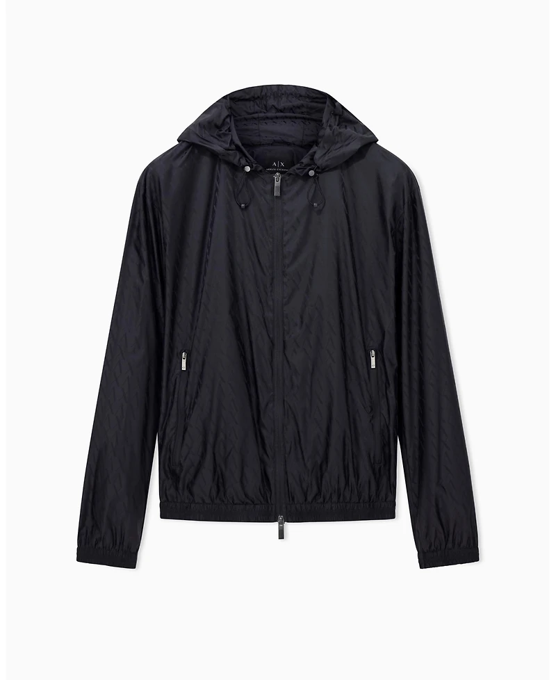 A|X Armani Exchange Men's Jacquard Allover Logo Windbreaker Jacket
