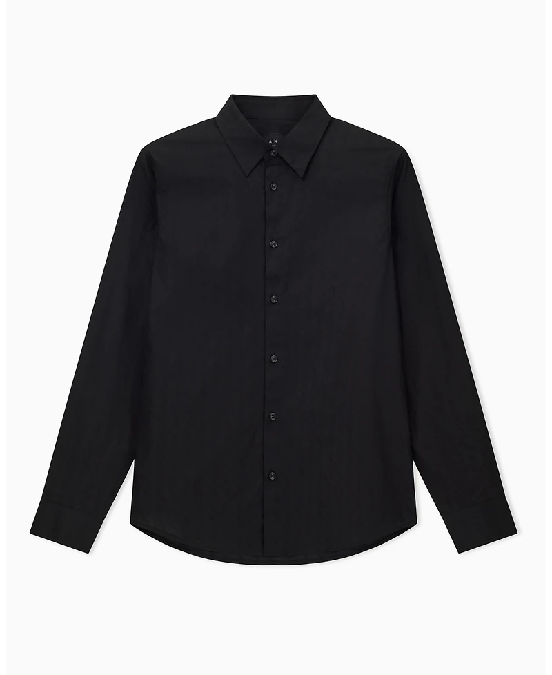 A|X Armani Exchange Men's Regular-Fit Cotton Jacquard Allover Logo Shirt