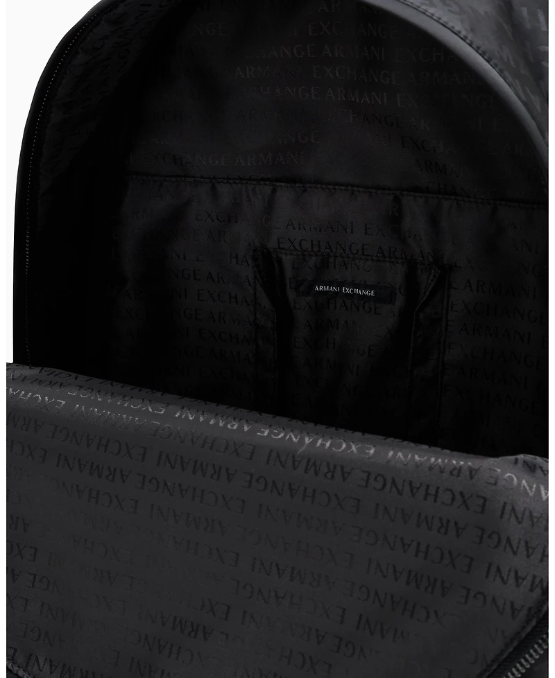 A|X Armani Exchange Men's Satin Jacquard Allover Logo Backpack